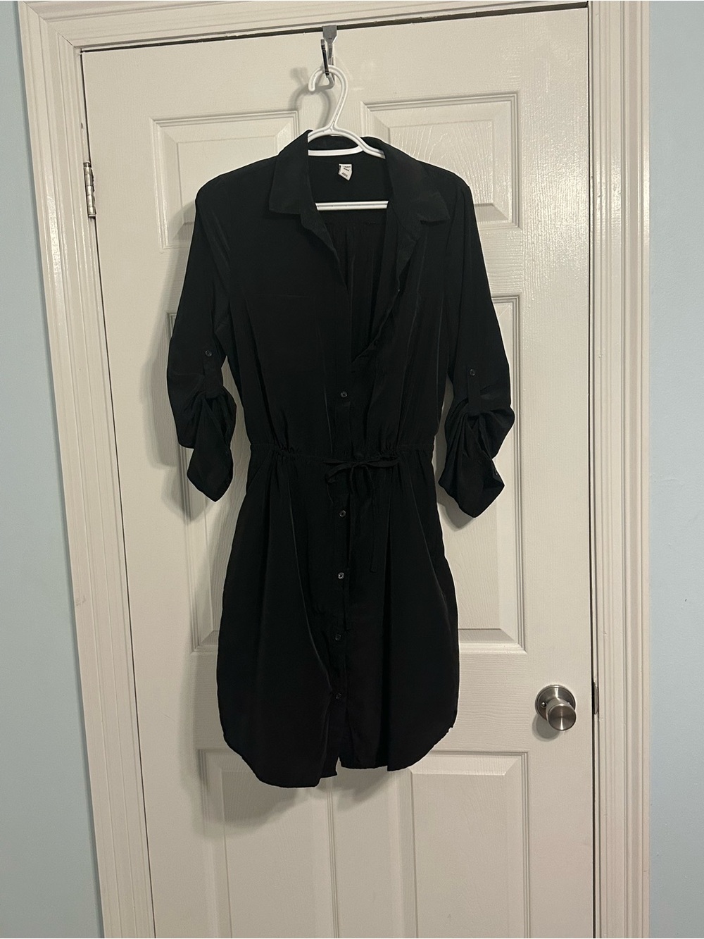 Old Navy Black Button-Front Shirt Dress